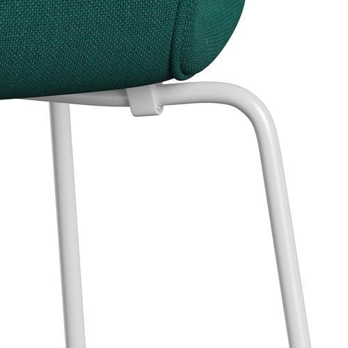 Fritz Hansen 3107 Krzesło pełna tapicerka, White/Sunniva 2 Green