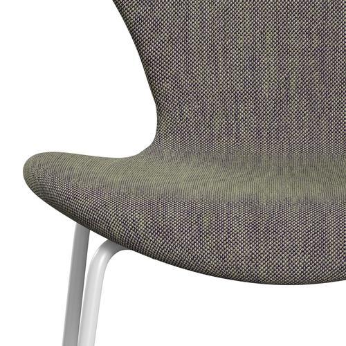 Fritz Hansen 3107 Krzesło pełna tapicerka, biały/sunniva 2 jasnozielony/fioletowy