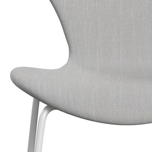 Fritz Hansen 3107 Chair Full Upholstery, White/Sunniva 2 Natural/Light Grey