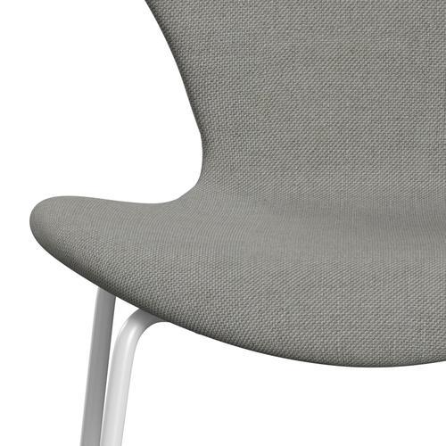 Fritz Hansen 3107 Chair Full Upholstery, White/Sunniva 2 Sand/Light Grey