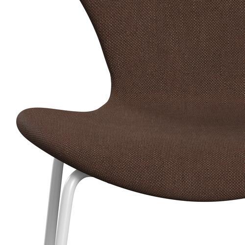 Fritz Hansen 3107 Chair Full Upholstery, White/Sunniva 2 Chocolate/Chestnut