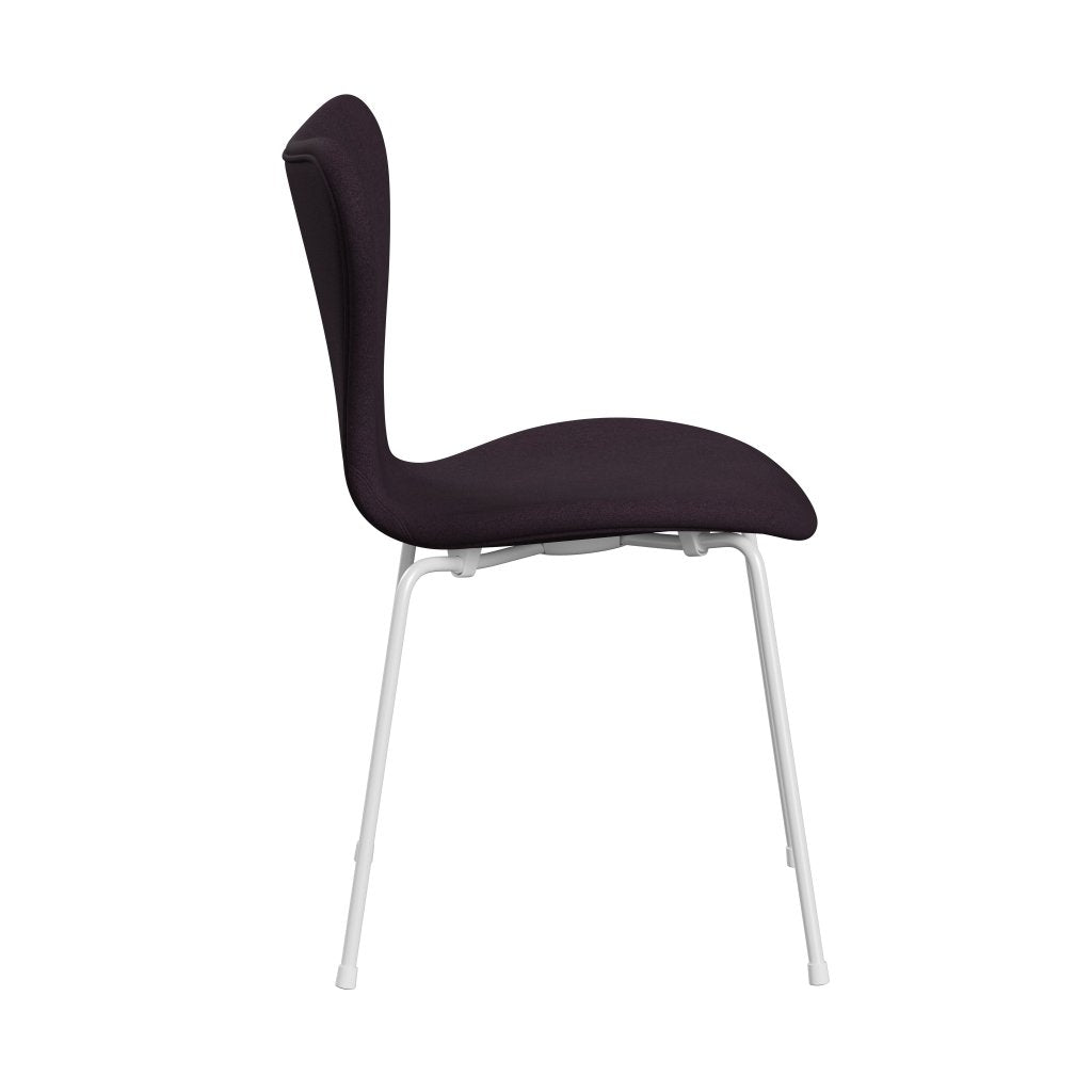 Fritz Hansen 3107 Chair Full Upholstery, White/Tonus Aubergine