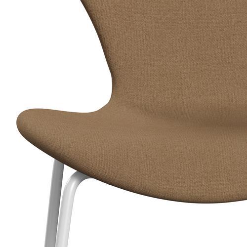 Fritz Hansen 3107 Krzesło pełna tapicerka, biały/tonus camel