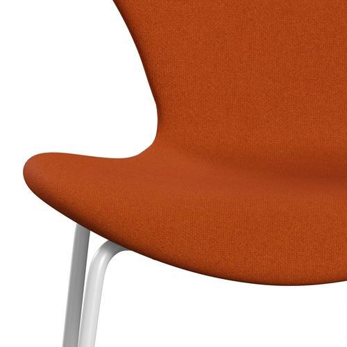 Fritz Hansen 3107 Chair Full Upholstery, White/Tonus Orange (Ton605)