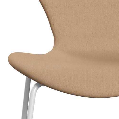 Fritz Hansen 3107 Chair Full Upholstery, White/Tonus Warm Beige