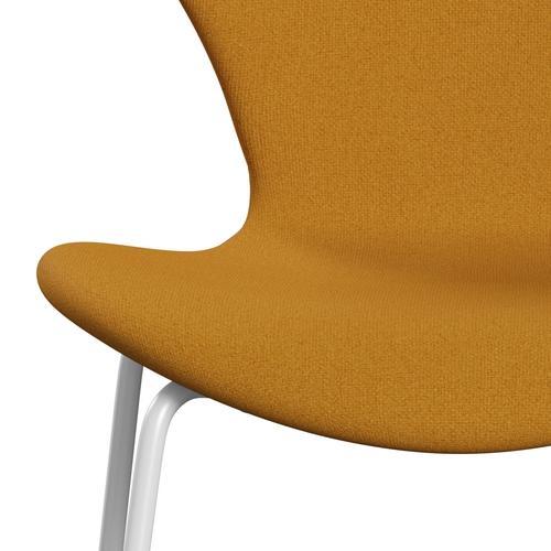 Fritz Hansen 3107 krzesło pełne tapicerka, biały/tonus ciepły żółty