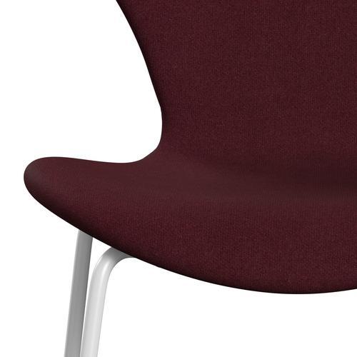 Fritz Hansen 3107 Chair Full Upholstery, White/Tonus Wine Red