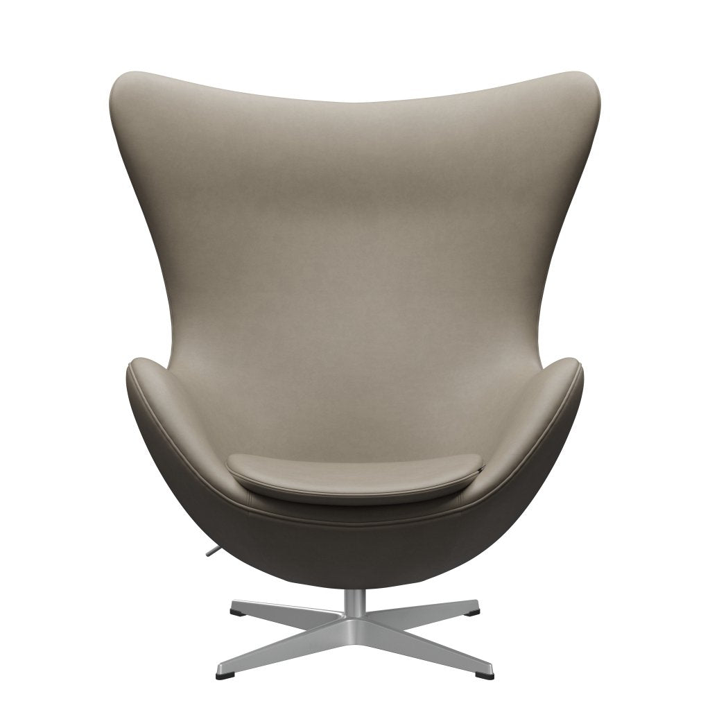 Fritz Hansen The Egg Lounge Chair Leather, Silver Grey/Essential Light Grey