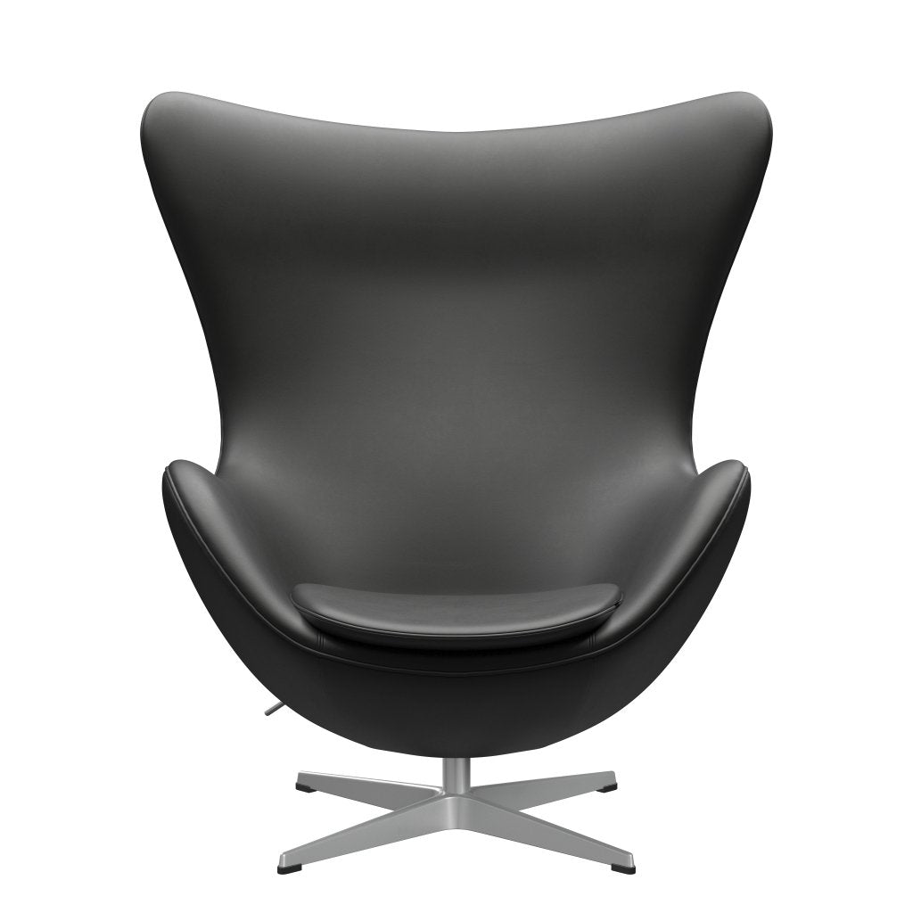 Fritz Hansen The Egg Lounge Chair Leather, Silver Grey/Essential Black