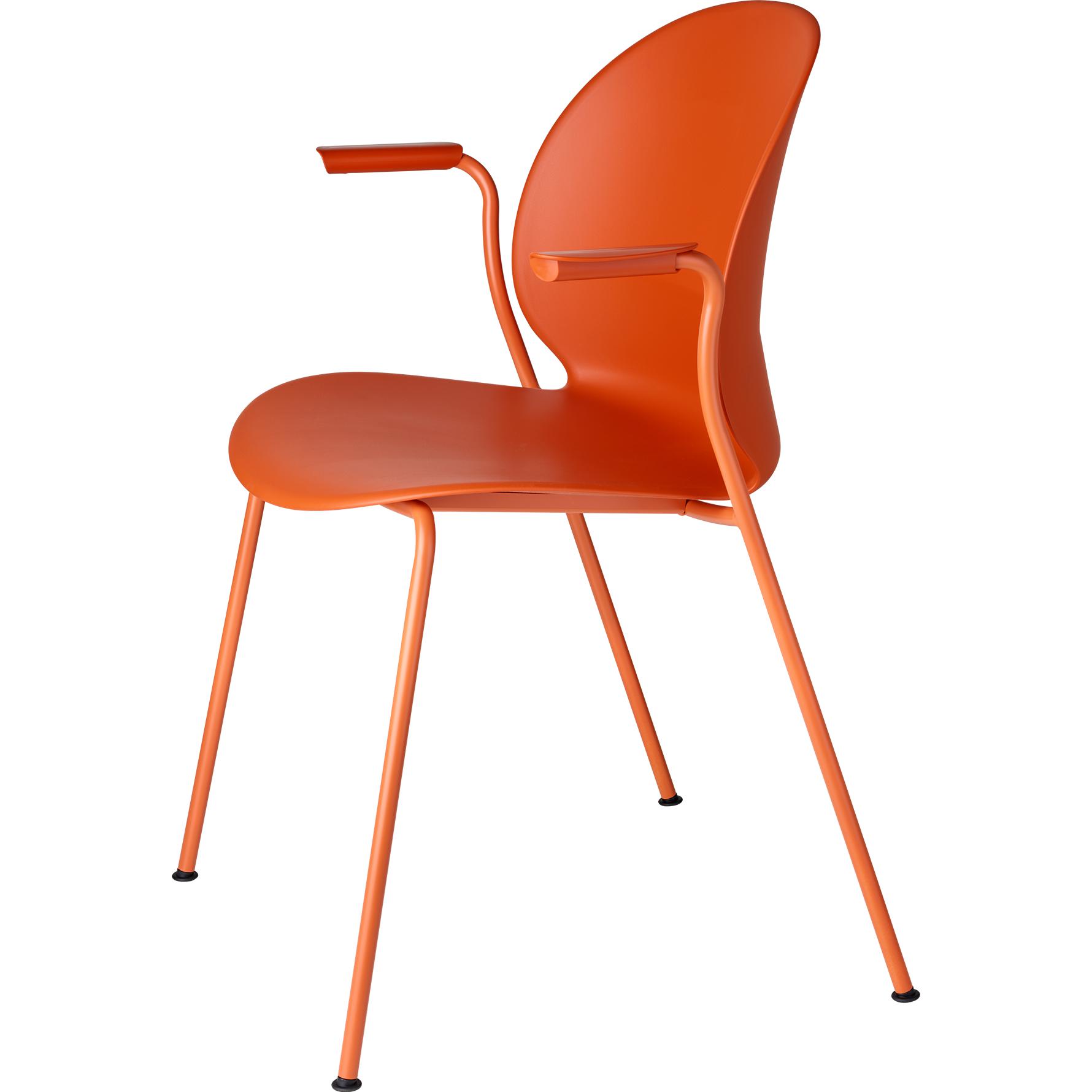 Fritz Hansen N02 Recycle krzesło z podłokietnikiem monochromatycznym 4 nogi, pomarańczowy