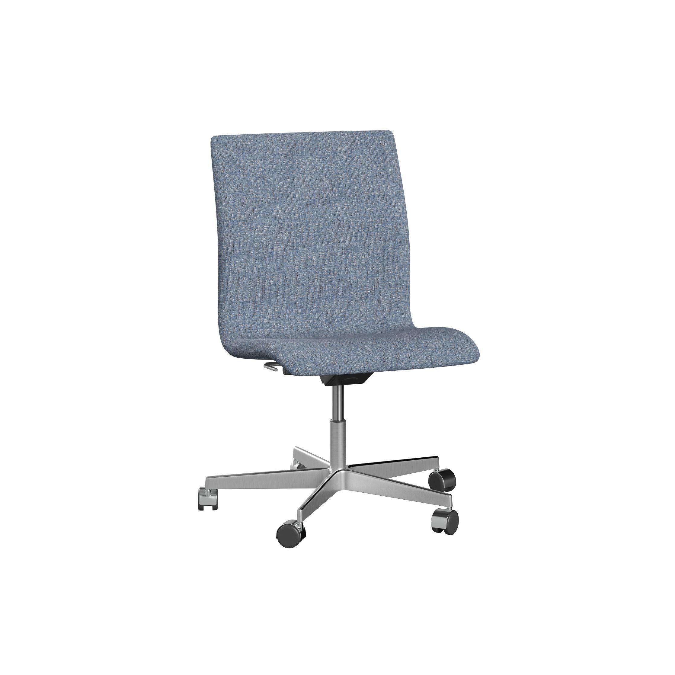 Fritz Hansen Oxford 3191 W Chair Five Armed Base With Castors Satin Brushed Aluminum/Sonar, Light Blue