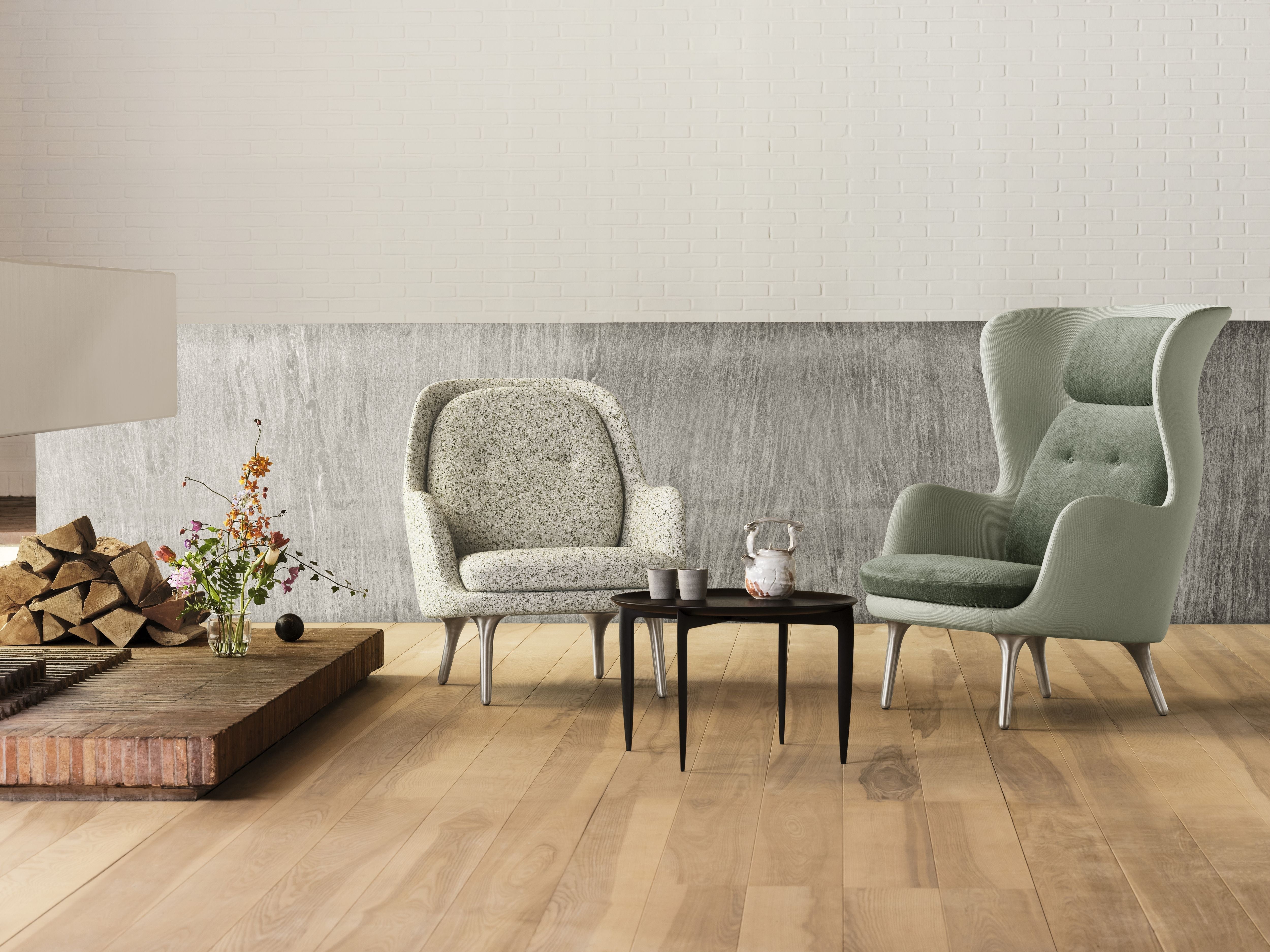 Fritz Hansen Ro Lounge krzesło aluminiowe, miętowe zielone