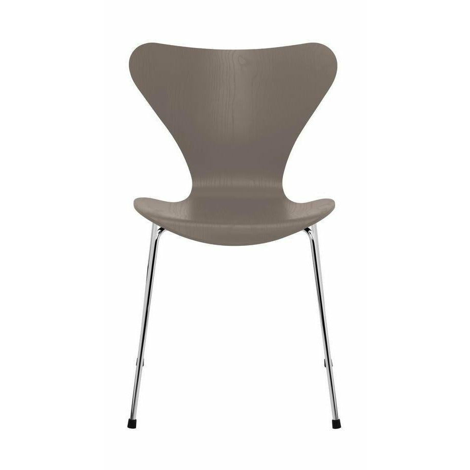 Fritz Hansen Series 7 Krzesło w kolorze popiołu głębokiej gliny, chromowana stalowa podstawa