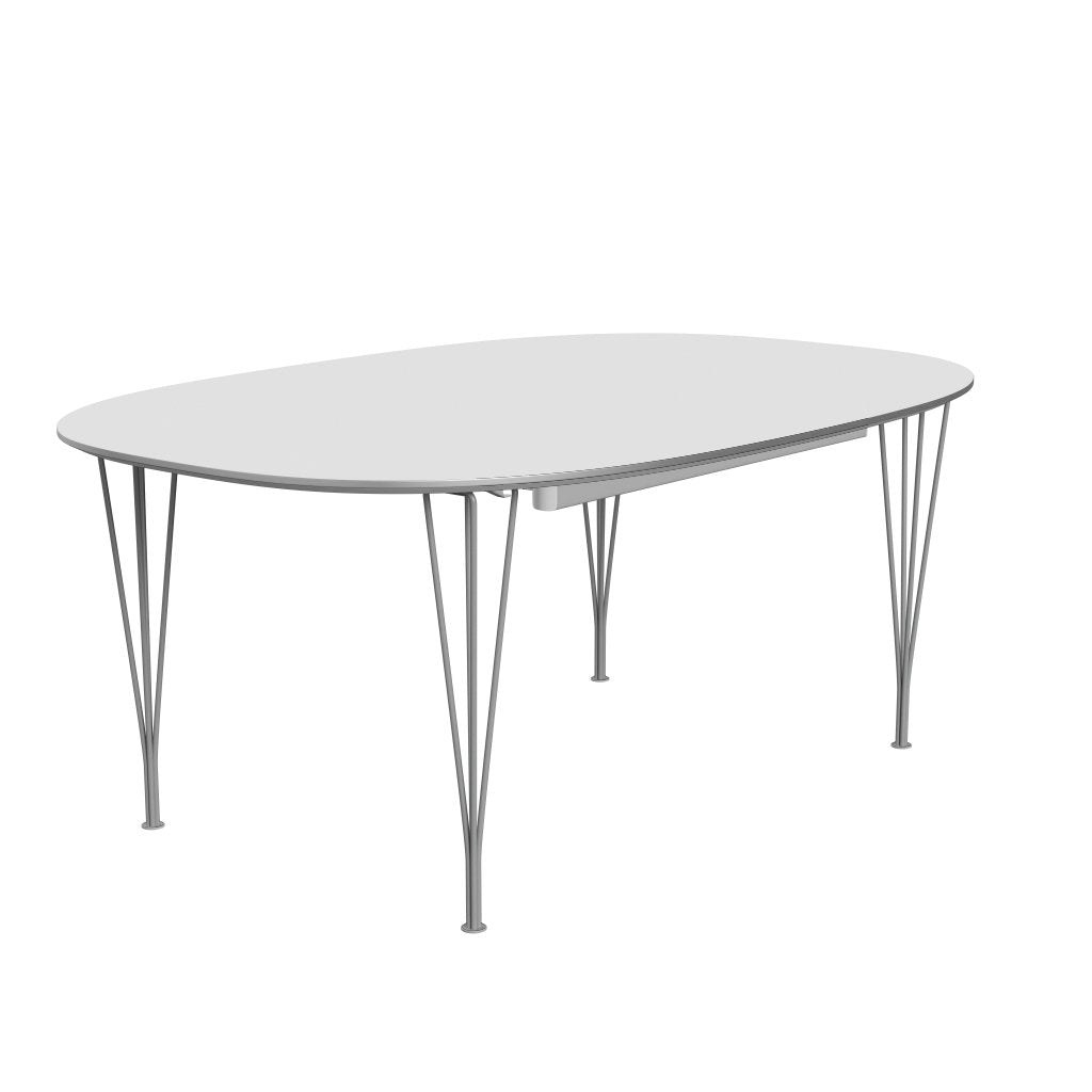 Fritz Hansen Superellipse Extendable Table Grey Powder Coated/White Fenix Laminates, 300x120 Cm