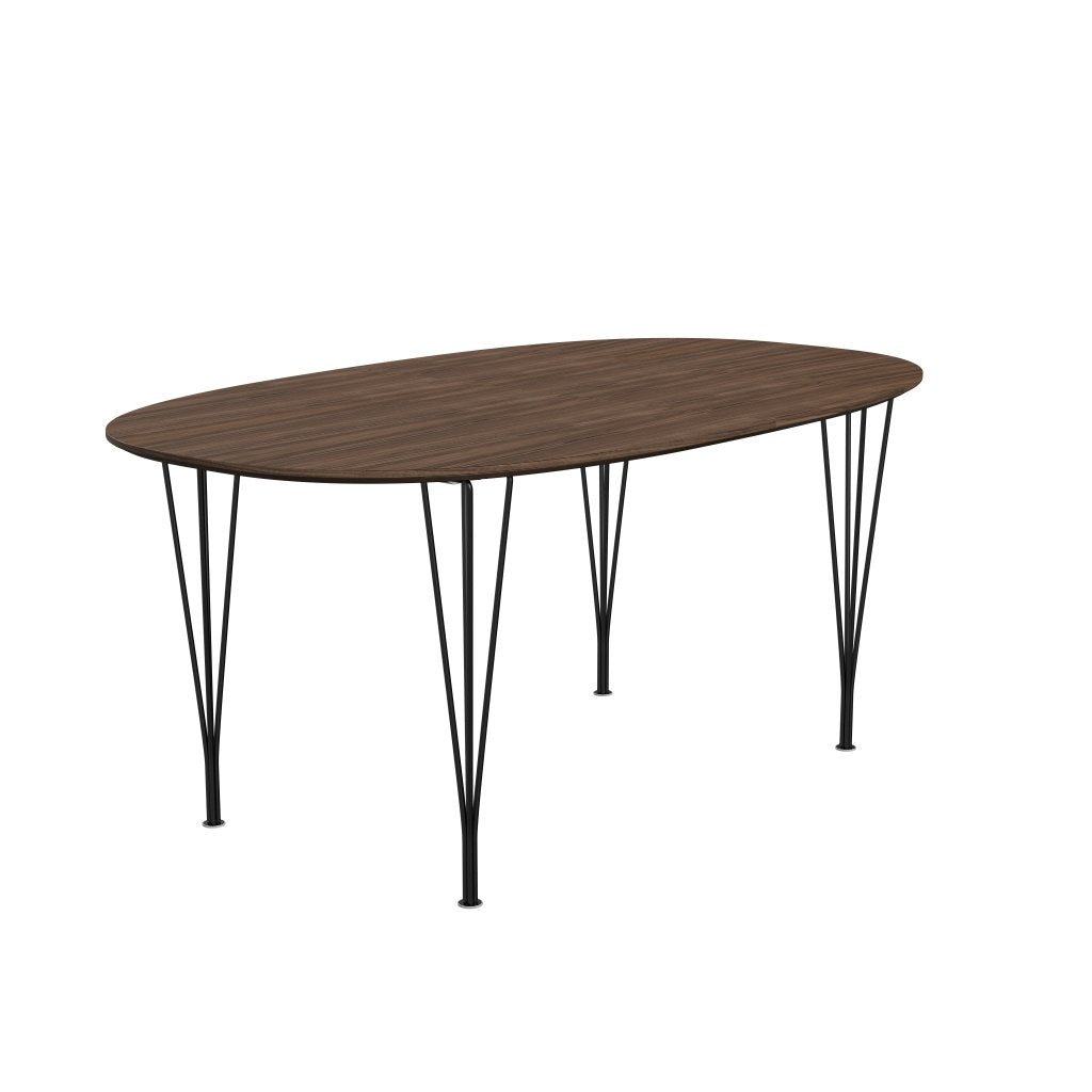 Fritz Hansen Superellipse Extendable Table Black/Walnut Veneer With Walnut Table Edge, 270x100 Cm