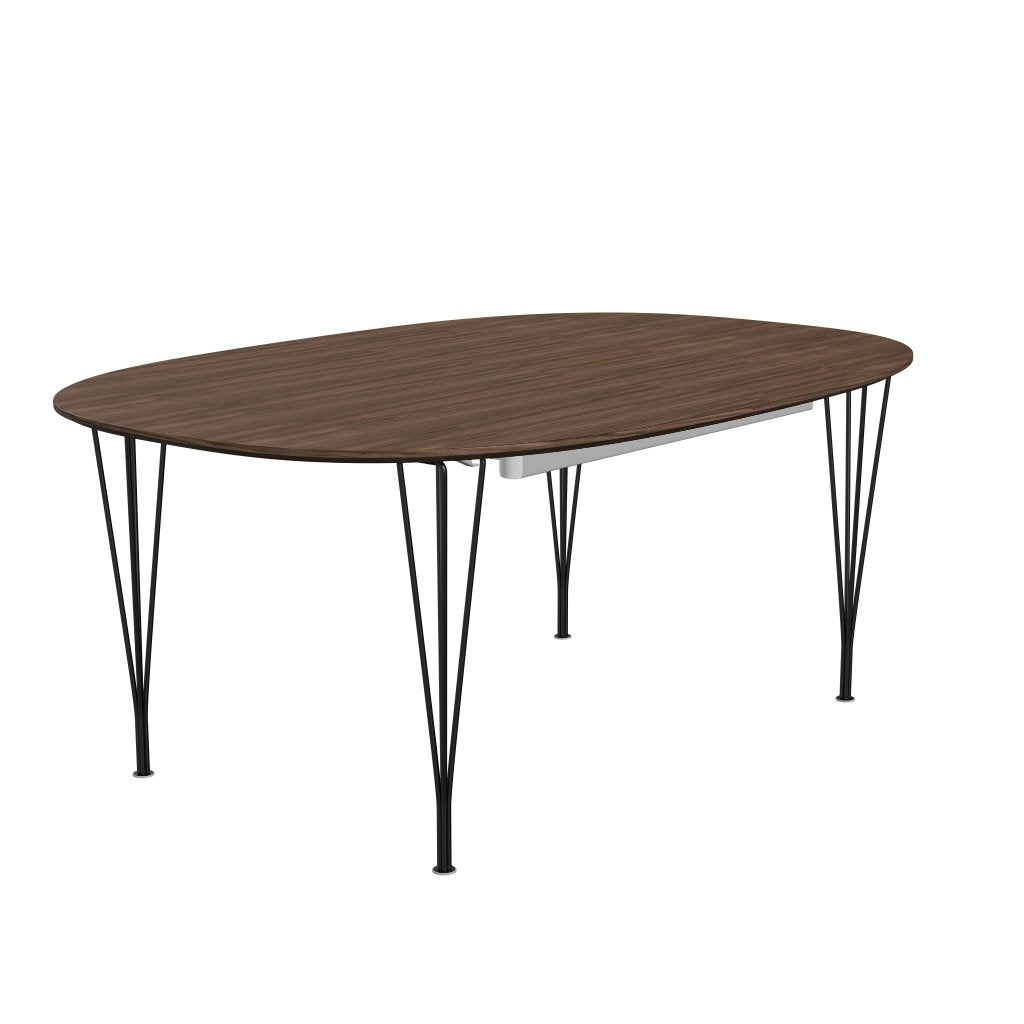 Fritz Hansen Superellipse Extendable Table Black/Walnut Veneer With Walnut Table Edge, 300x120 Cm