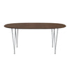 Fritz Hansen Superellipse Extending Table Silver Grey/Walnut Veneer With Walnut Table Edge, 270x100 Cm