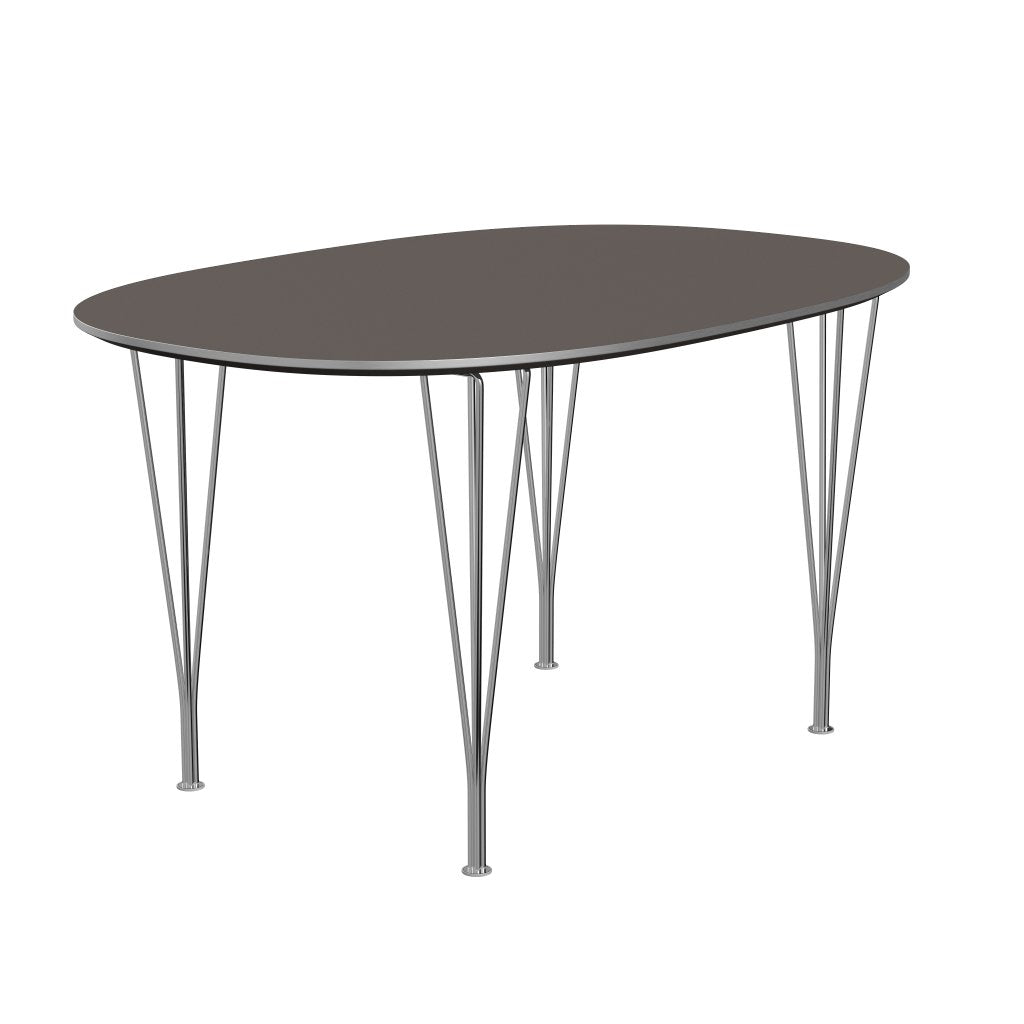 Fritz Hansen Superellipse Dining Table Chrome/Grey Fenix Laminates, 135x90 Cm