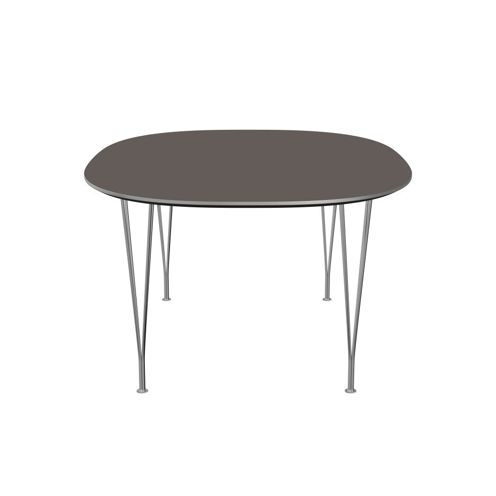 Fritz Hansen Superellipse Dining Table Chrome/Grey Fenix Laminates, 180x120 Cm
