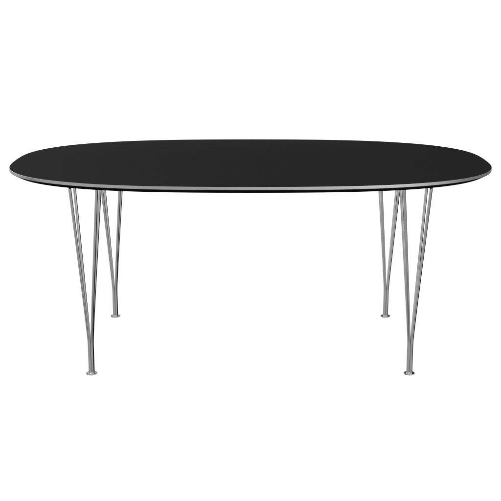 FRITZ HANSEN SUPERILIPSE TABLE Chrome/Black Fenix ​​Laminates, 180x120 cm