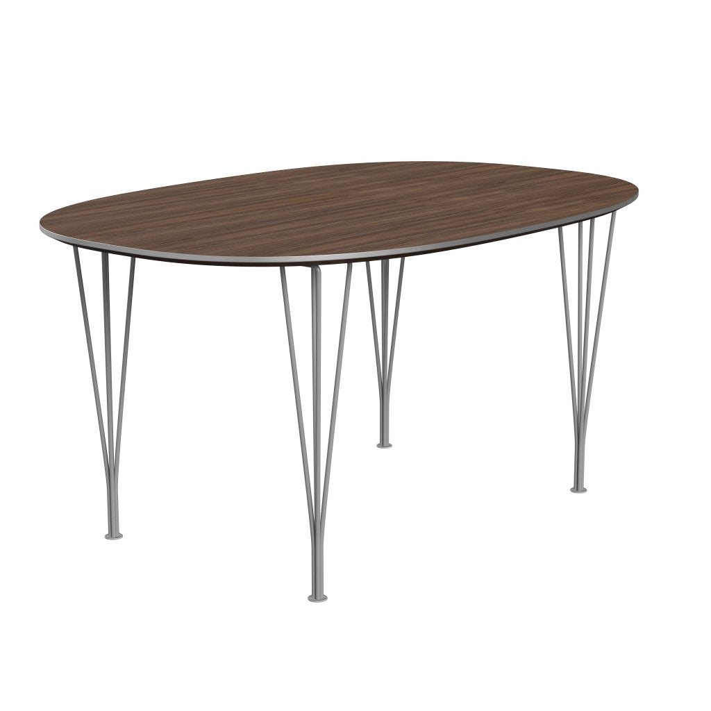 Fritz Hansen Superellipse Dining Table Grey Powder Coated/Walnut Veneer, 150x100 Cm