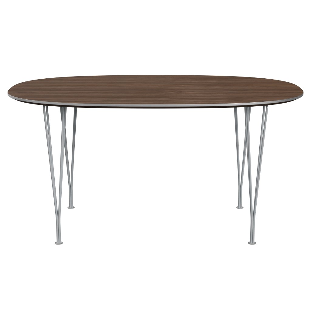 Fritz Hansen Superellipse Dining Table Silvergrey/Walnut Veneer, 150x100 Cm