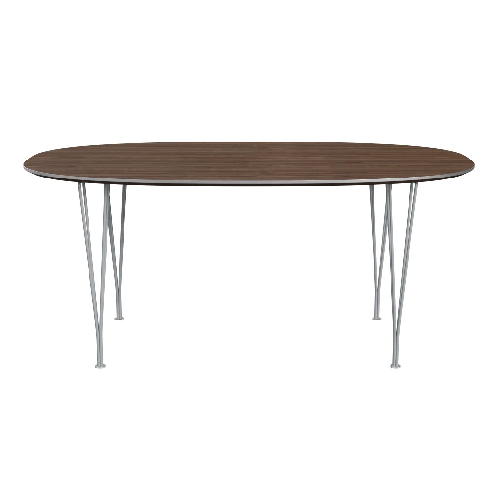 Fritz Hansen Superellipse Dining Table Silver Grey/Walnut Veneer, 170x100 Cm