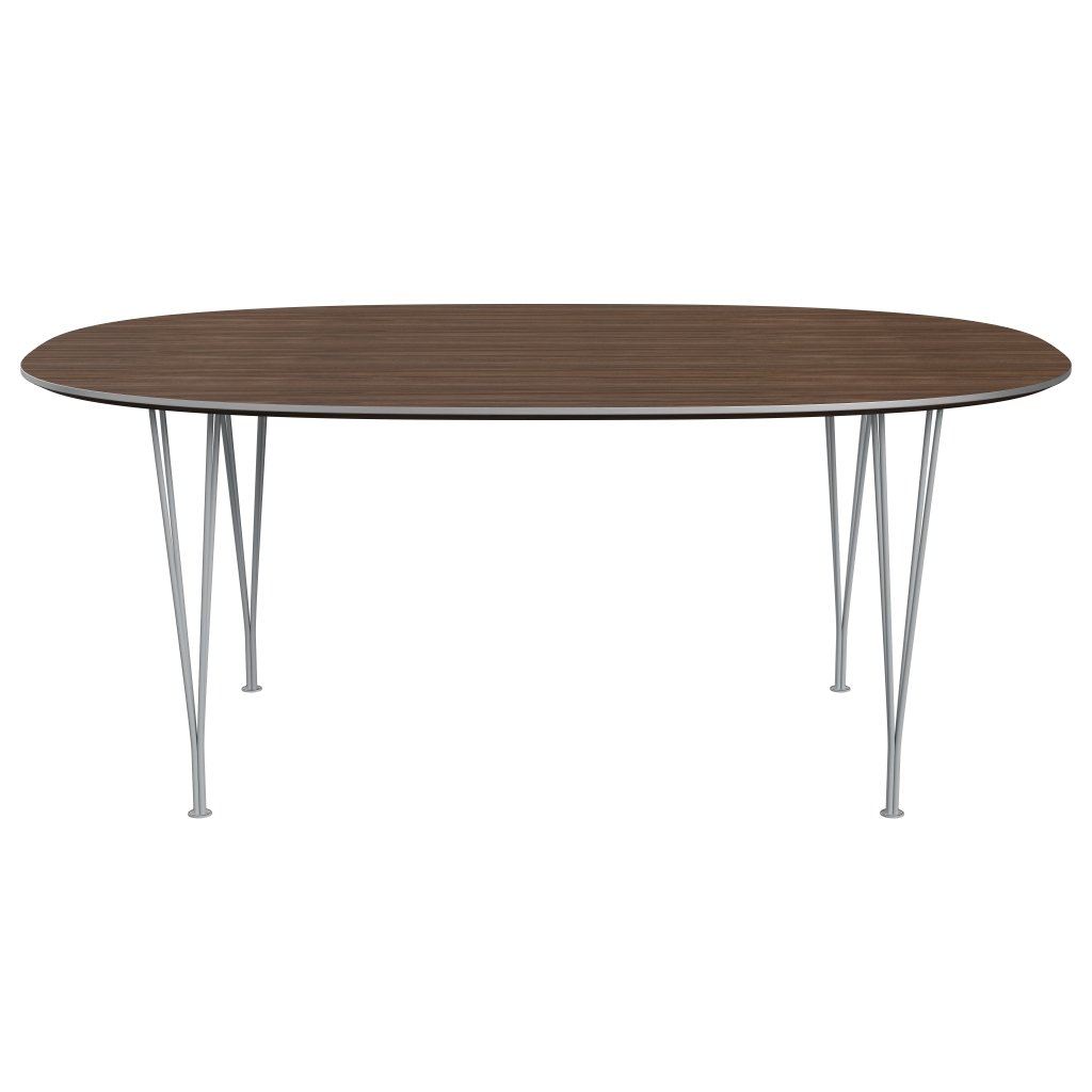 Fritz Hansen Superellipse Dining Table Silver Grey/Walnut Veneer, 180x120 Cm
