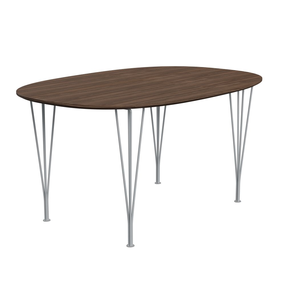 Fritz Hansen Superellipse Dining Table Silver Grey/Walnut Veneer With Walnut Table Edge, 150x100 Cm