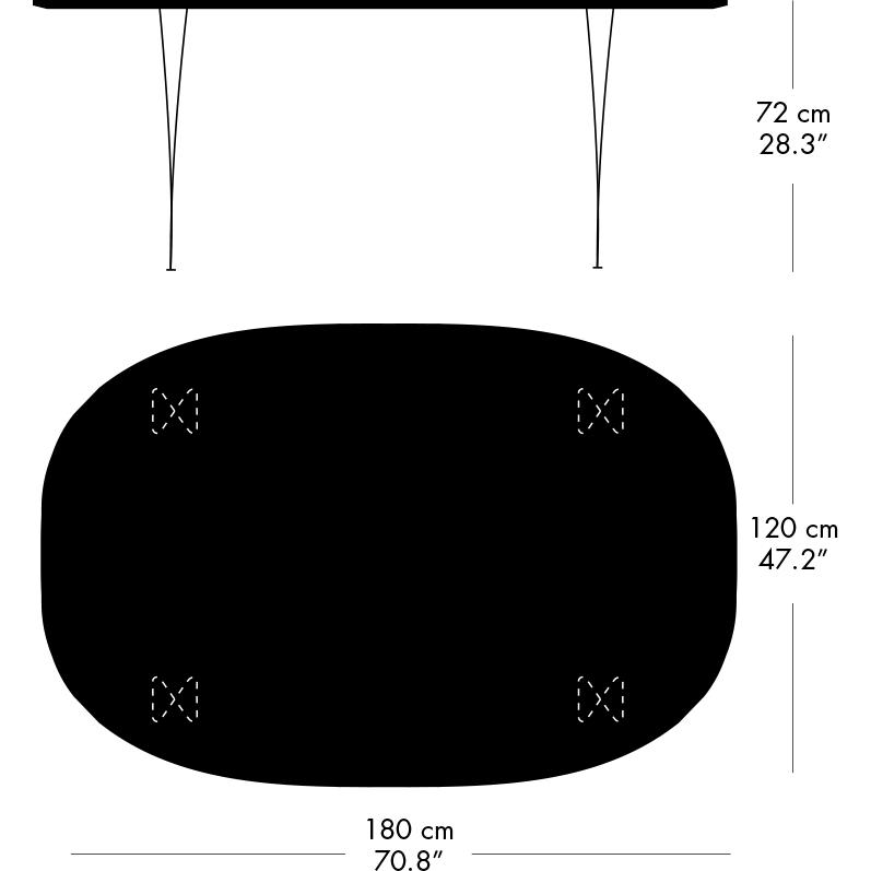 Fritz Hansen Superellipse Dining Table Warm Graphite/Black Fenix Laminate, 180x120 Cm