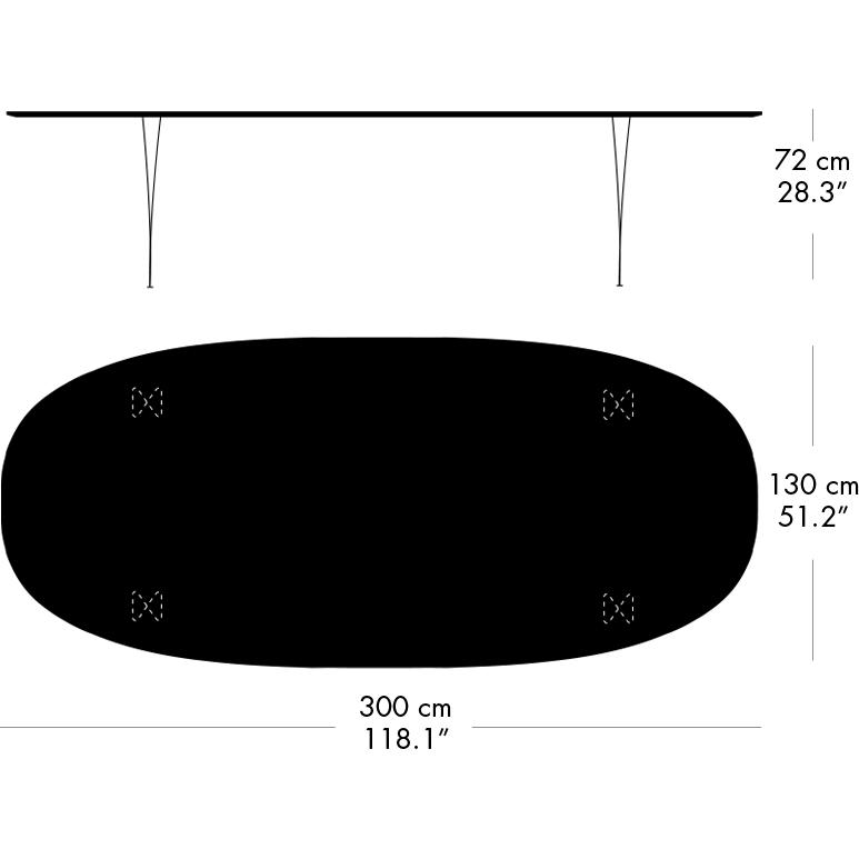Fritz Hansen Superellipse Dining Table Warm Graphite/Walnut Veneer, 300x130 Cm