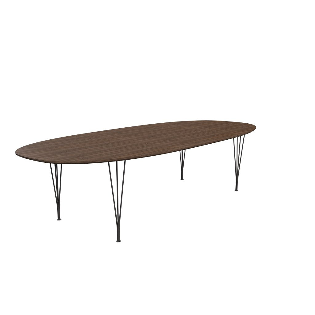 Fritz Hansen Superellipse Dining Table Warm Graphite/Walnut Veneer With Walnut Table Edge, 300x130 Cm