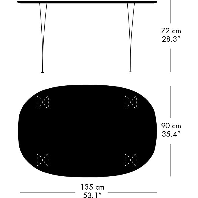 Fritz Hansen Superellipse Dining Table Warm Graphite/White Fenix Laminates, 135x90 Cm