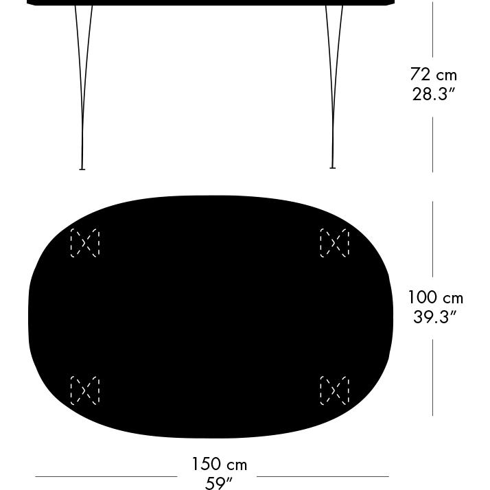Fritz Hansen Superellipse Dining Table White/Black Fenix Laminates, 150x100 Cm