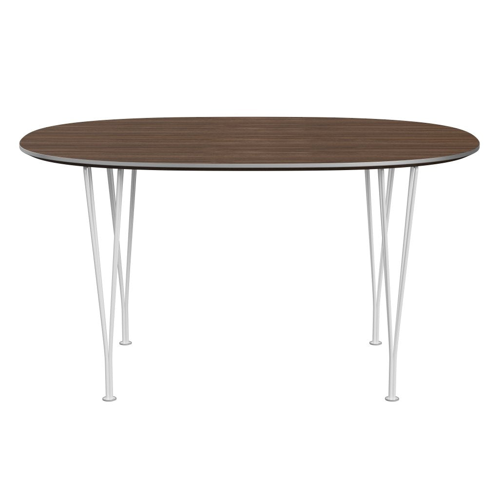Fritz Hansen Superellipse Dining Table White/Walnut Veneer, 135x90 Cm