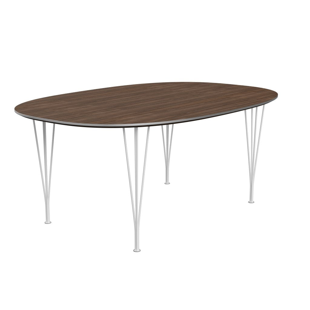 Fritz Hansen Superellipse Dining Table White/Walnut Veneer, 180x120 Cm