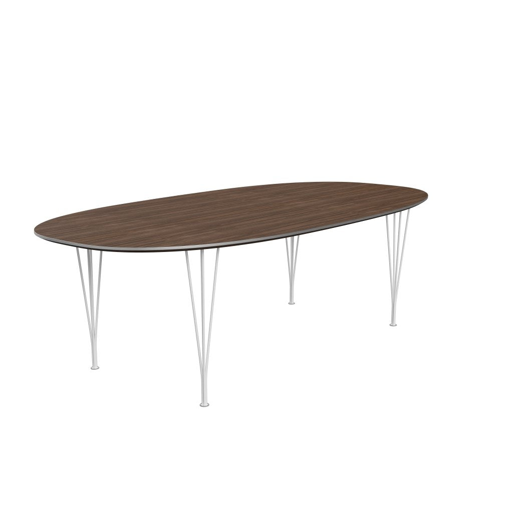 Fritz Hansen Superellipse Dining Table White/Walnut Veneer, 240x120 Cm