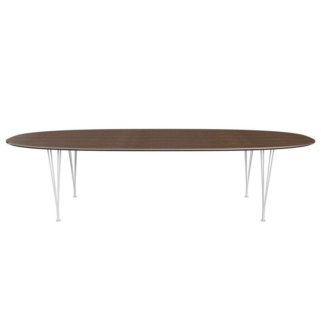 Fritz Hansen Superellipse Dining Table White/Walnut Veneer, 300x130 Cm