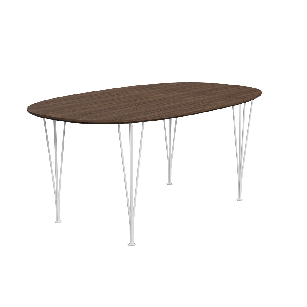 Fritz Hansen Superellipse Dining Table White/Walnut Veneer With Walnut Table Edge, 170x100 Cm