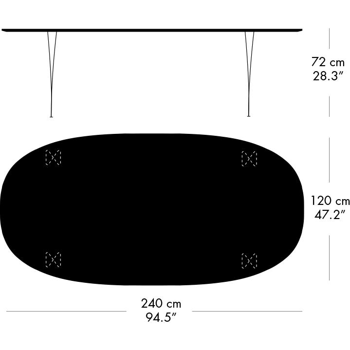 FRITZ HANSEN SUPERILIPSE STAEL BIAŁY/Orzechu Orzechu z krawędzią stolika orzecha włoskiego, 240x120 cm