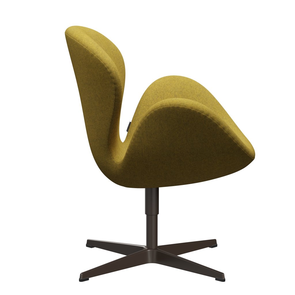 Fritz Hansen Swan Lounge Chair, Brown Bronze/Divina Melange Yellow