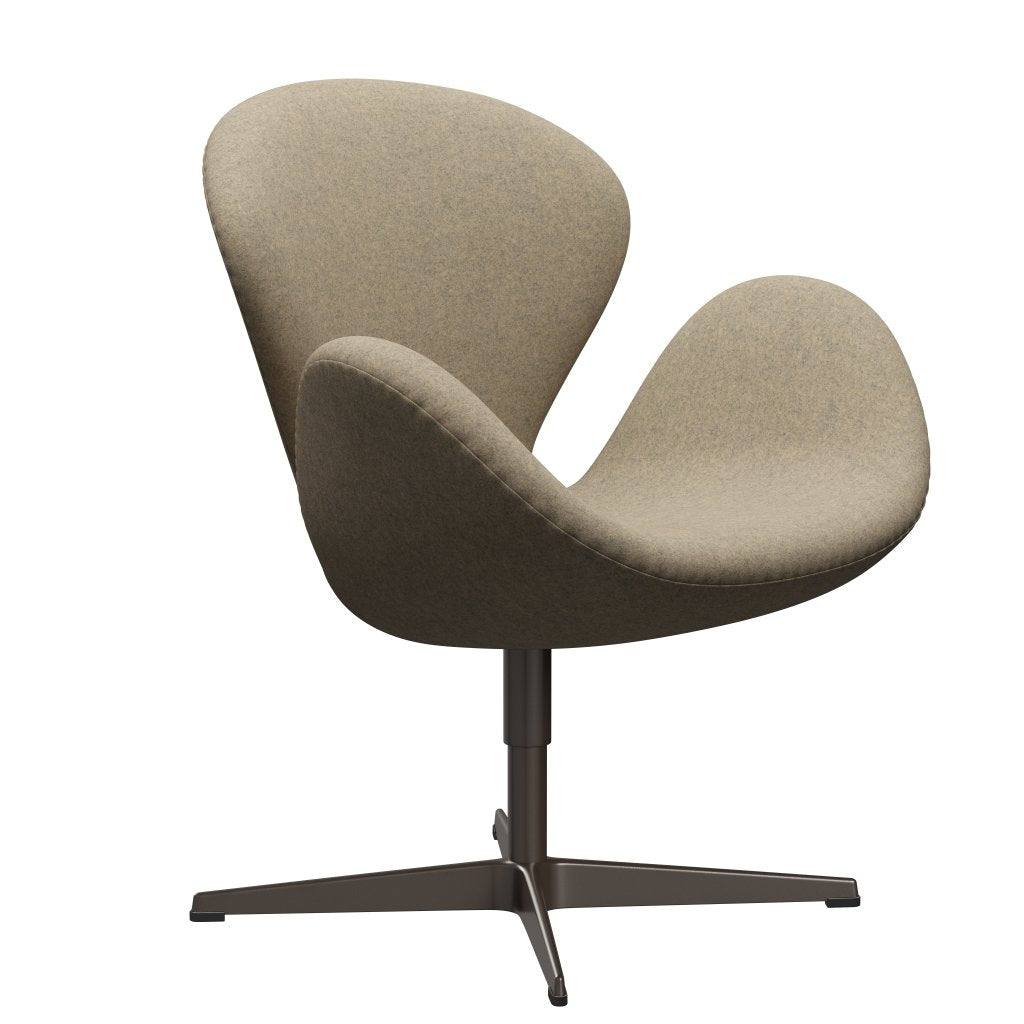 Fritz Hansen Swan Lounge Chair, Brown Bronze/Divina Melange Grey Sand