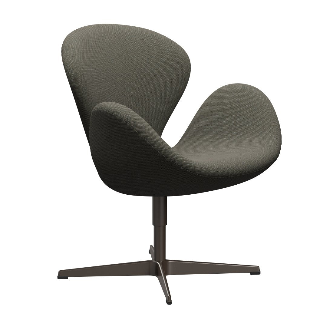 Fritz Hansen Swan Lounge Chair, Brown Bronze/Steelcut Trio Grey/Green