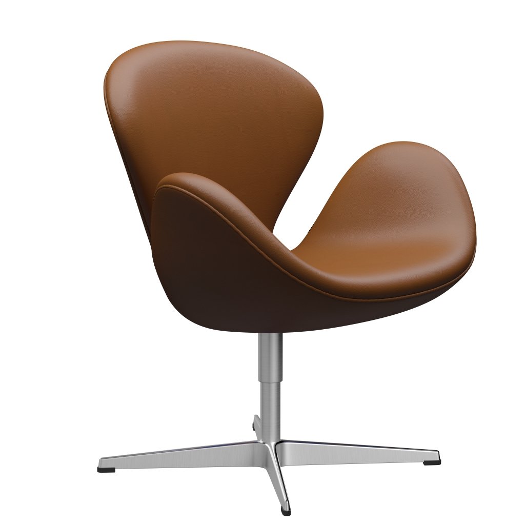 Fritz Hansen Swan Lounge Chair, Satin Brushed Aluminium/Aura Walnut