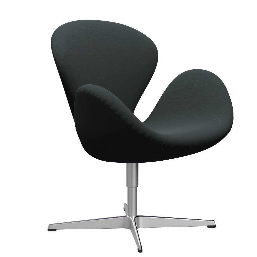 Fritz Hansen Swan Lounge Chair, Satin Brushed Aluminium/Capture Dark Deep Green