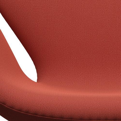 Fritz Hansen Swan Lounge Chair, Satin Brushed Aluminium/Capture Orange Dark