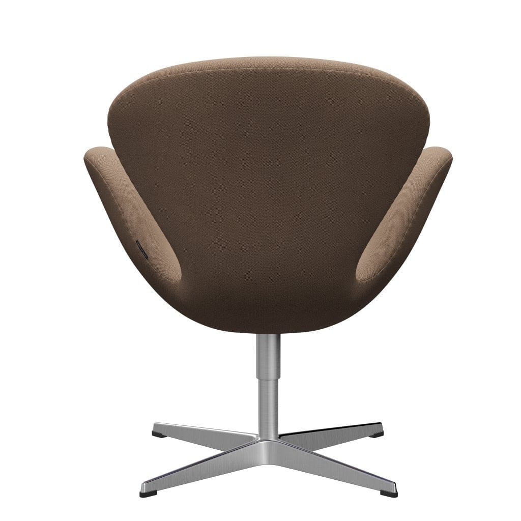 Fritz Hansen Swan Lounge Chair, Satin Brushed Aluminium/Capture Sand/Brown