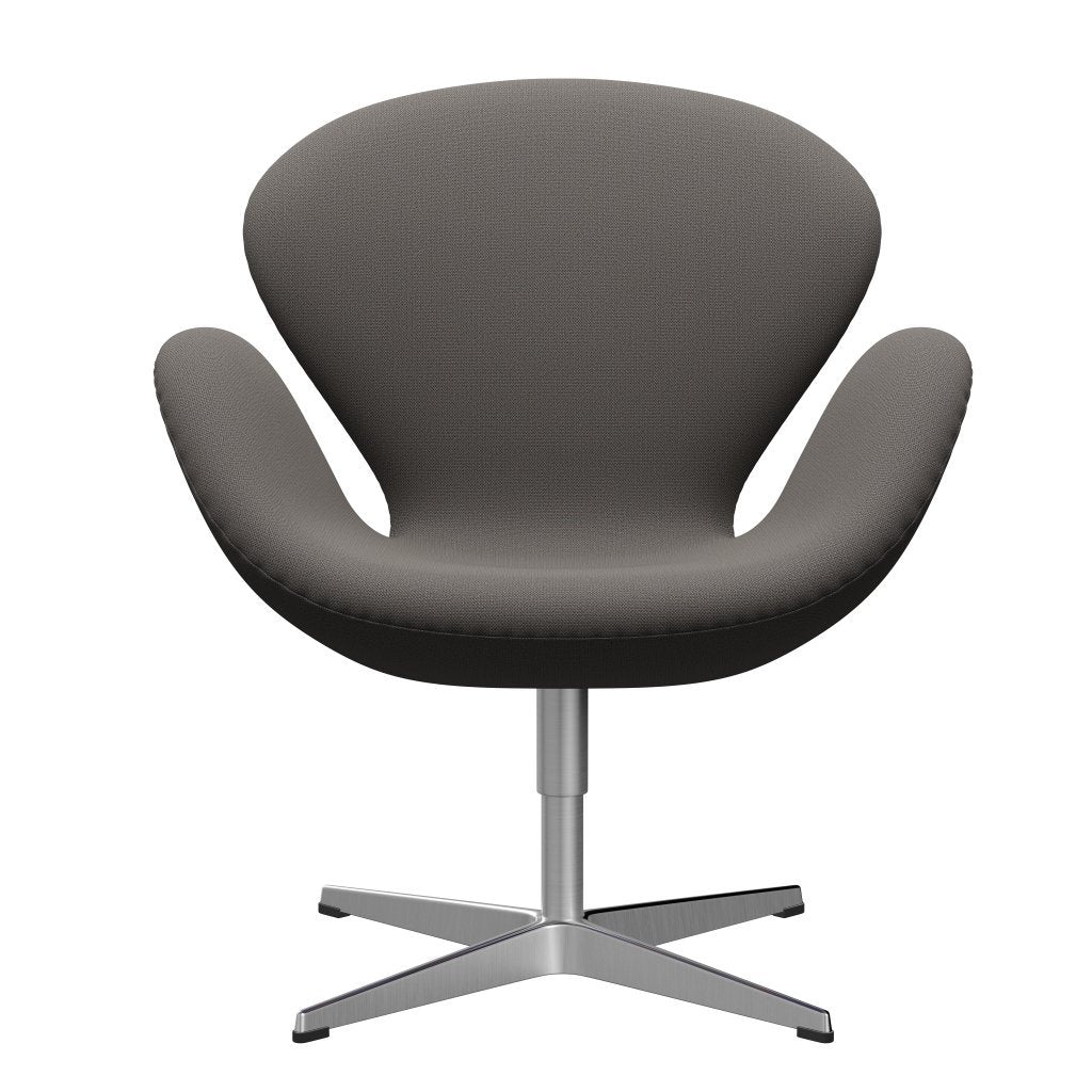 Fritz Hansen Swan Lounge Chair, Satin Brushed Aluminium/Capture Warm Dark Grey