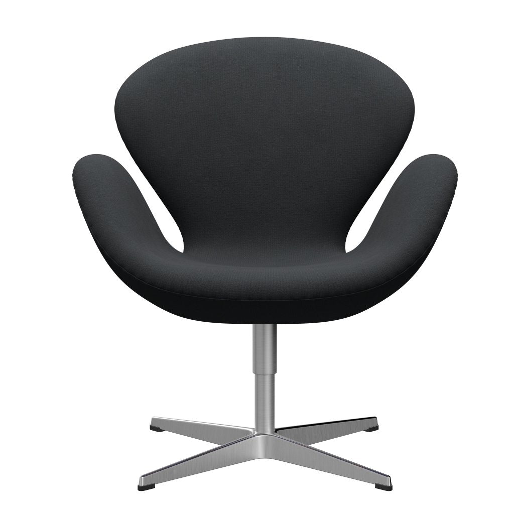 Fritz Hansen Swan Lounge Chair, Satin Brushed Aluminium/Christianshavn Dark Grey