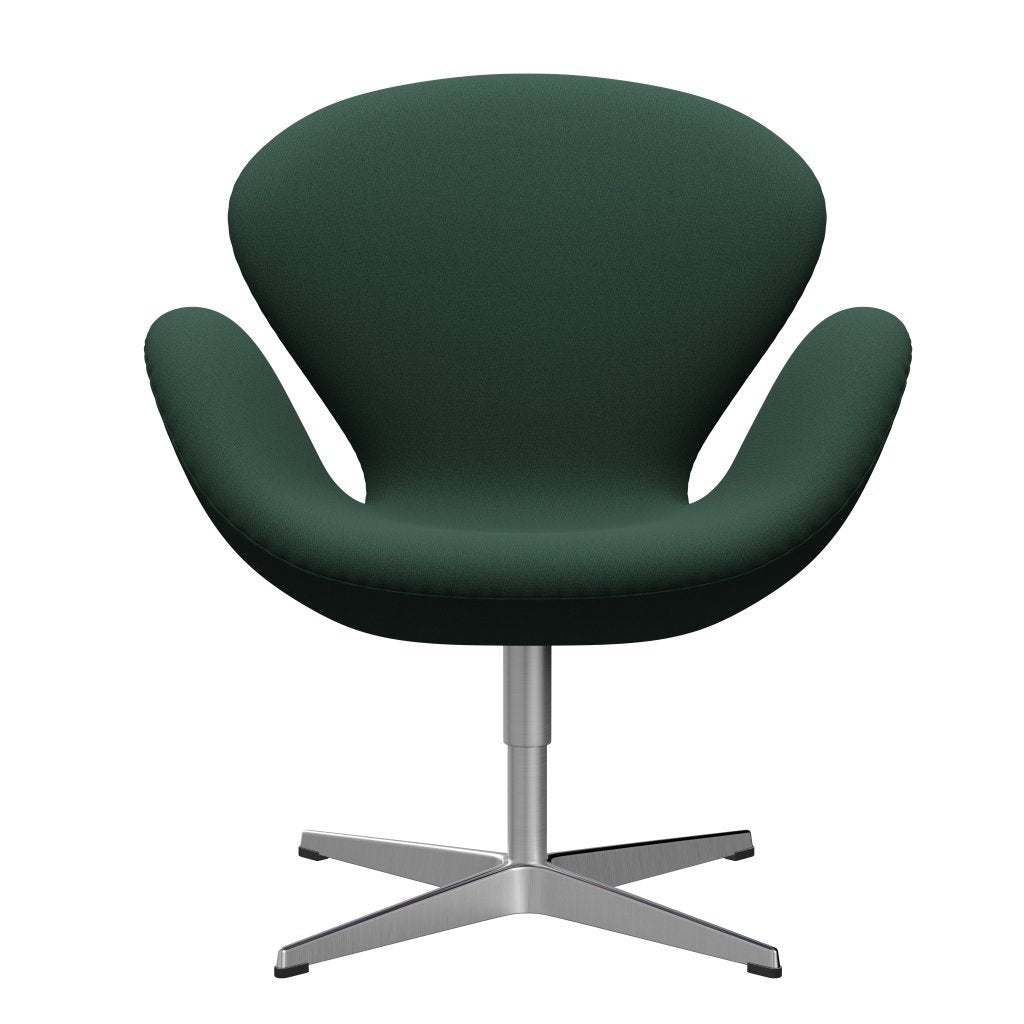 Fritz Hansen Swan Lounge Chair, Satin Brushed Aluminium/Christianshavn Dark Green Uni